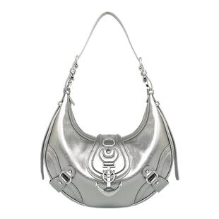 VFVF银色单肩斜挎腋下月牙饺子包高级感手提包2026新款手拎女包包