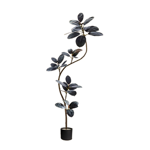 仿真绿植黑金刚橡皮树室内沙发旁假植物仿生盆栽大型客厅装饰摆件