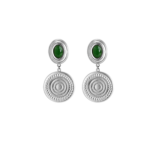 白岚岚山耳坠925银碧玉耳饰耳夹女气质耳坠新款耳环耳饰ED4466