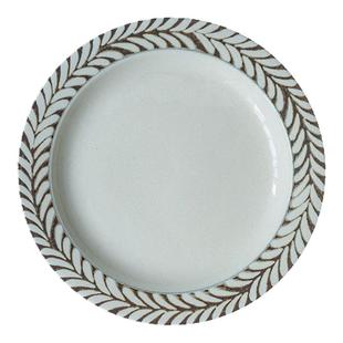 日本进口有古窑釉下彩浮雕麦穗陶瓷甜品蛋糕盘早餐盘平盘意面深盘