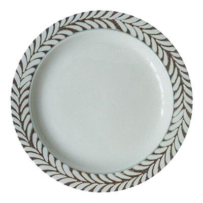 日本进口有古窑釉下彩浮雕麦穗陶瓷甜品蛋糕盘早餐盘平盘意面深盘