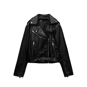 ZA 女装新品短版仿皮车手夹克外套皮衣 ra 3046028 03046028800