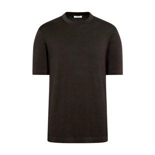 26早春新品SUITSUPPLY深棕色棉混纺男士短袖圆领针织衫