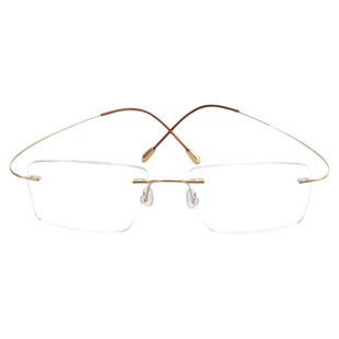 诗玉环乐纯钛超轻无框眼镜男配近视防蓝光金丝无边框眼镜框女简易