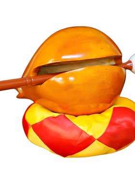 樟木木鱼实木法器家用老式香樟木木鱼敲打木雕摆件静心解压一套