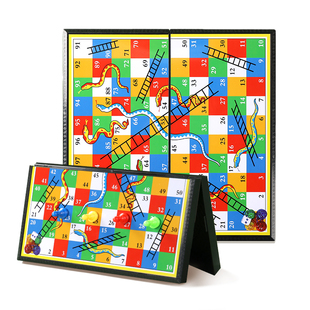 蛇棋游戏飞行棋折叠棋盘儿童桌面游戏棋益智玩具磁吸对弈蛇梯棋