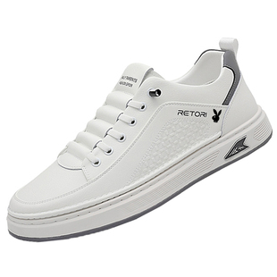 男鞋板鞋冬季2025新款真皮透气休闲皮鞋百搭软底软面小白鞋运动鞋