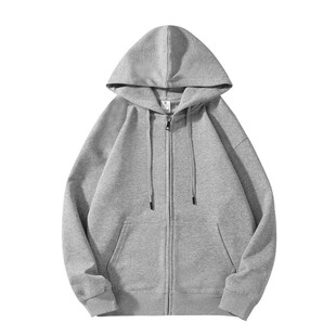 外贸！重磅拉链连帽卫衣秋冬纯色宽松运动开衫外套男加绒加厚
