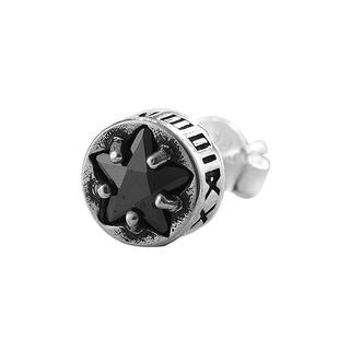 银の曼925银男款耳钉复古纯银手工日韩时尚潮流五角星黑色男饰品