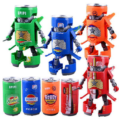 玩具机甲易拉罐可乐变形汽水武士