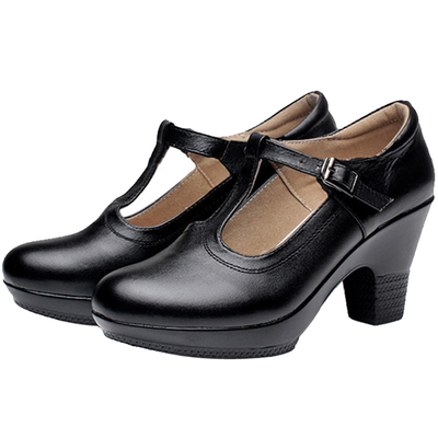 粗高跟防水台交际三步广场舞鞋