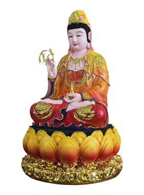 观音菩萨佛像 观音佛像观音树脂彩绘新款南海滴水观音像居家供奉
