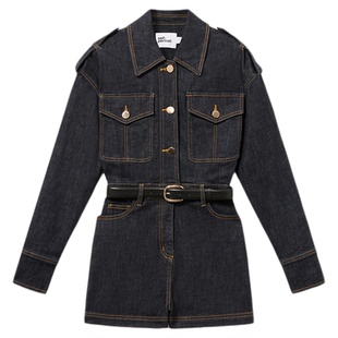 self-portrait 2025秋冬新款深牛仔蓝工装风牛仔连体裤短裤