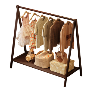 儿童卧室折叠衣帽架房间落地小型挂衣架新款2026实木晾衣架迷你架