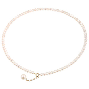 海蒂珠宝 柠沫 3-4mm强光淡水小珍珠项链女baby珠锁骨链18K金◇