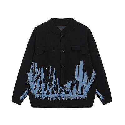 hotplanet提花流苏针织毛衣开衫