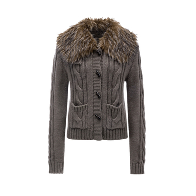 BALIANG「捌樑」 苒'Flourish' 游牧式可卸染尖毛领绞花羊毛开衫