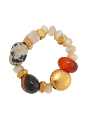 LARAINE YIN小众串珠戒指虎眼石指环食指戒