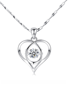 PT950铂金爱心锁骨链莫桑石