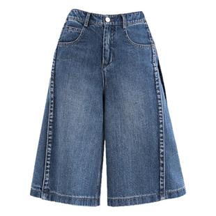 五分牛仔裤女夏薄款2026新款高腰天丝牛仔短裤小个子阔腿宽松中裤