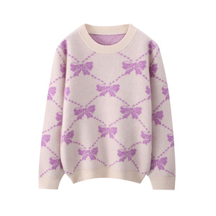 蒙秀尔100%羊毛衫儿童圆领加厚毛衣女全羊毛针织衫打底衫中大童冬