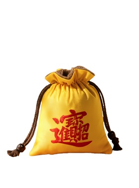 招财进宝双层福袋黄色束口收纳袋