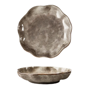 复古陶瓷餐具套装家用米饭汤面碗碟菜盘子组合鱼盘做旧日式深浅盘