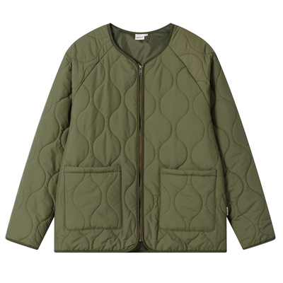 无领葫芦格绗棉内胆棉服外套