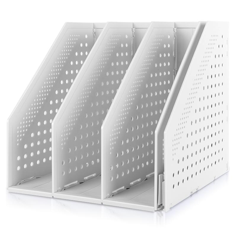 得力折叠文件架书立可折叠文件框小清新桌面文具收纳学生大号书架折叠书立架桌面文件盒办公用品四联78996