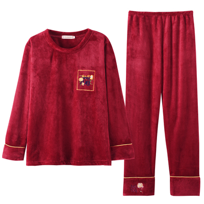 加绒睡衣女秋冬天保暖