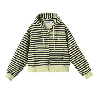 女童春装外套2026新款青少年儿童条纹连帽衫女孩洋气时髦上衣大童