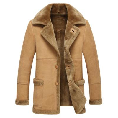 铄金皮毛一体男皮衣男式进口加厚中长款修身外套皮草男款真皮