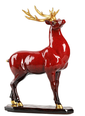 新中式陶瓷平安招财鹿摆件酒柜动物现代创意轻奢电视柜玄关装饰品