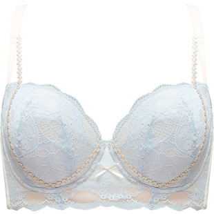 月色大胸显小内衣女性感大码聚拢上托防下垂立体调整型文胸罩薄款