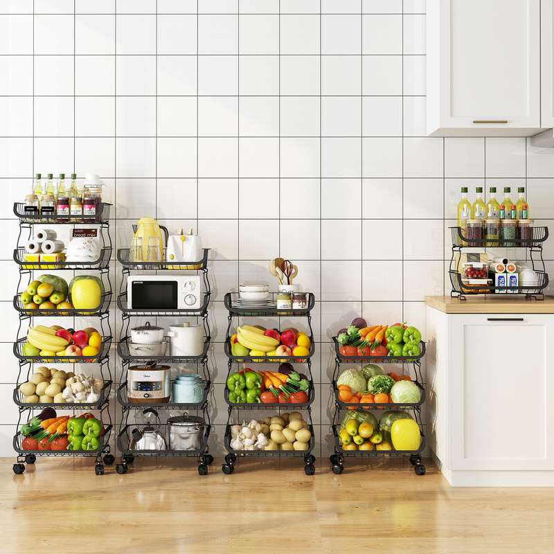 厨房蔬菜水果置物架落地推车收纳架蔬果杂物收纳篮厨具厨房整理