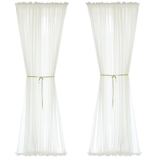 鸢尾乡旅上下固定绷纱玻璃门纱帘窗纱白纱帘咖啡馆窗帘定制橱窗纱