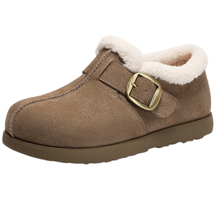 森达毛毛鞋女2026春新商场同款牛皮毛绒保暖短靴雪地靴棉鞋XWN01