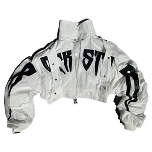 酷飒风秋冬短款刺绣机车夹克外套男女dj歌手表演服装嘻哈街舞上衣