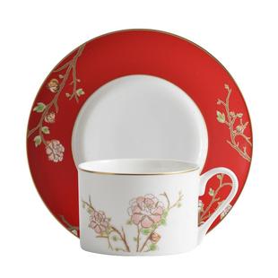 华光陶瓷 骨瓷咖啡杯碟套装 牛奶咖啡杯 一杯一碟 时尚中式 锦色