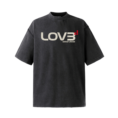 美式lov3字母logo印花T