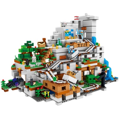 我的世界巨型机关山洞矿井乐趣拼装图益智积木男孩高难度玩具村庄