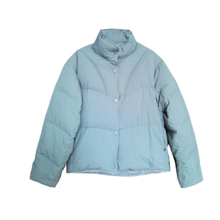 ZJ小众女装自制2024冬韩版加厚保暖蓝色90白鸭绒羽绒服宽松面包服