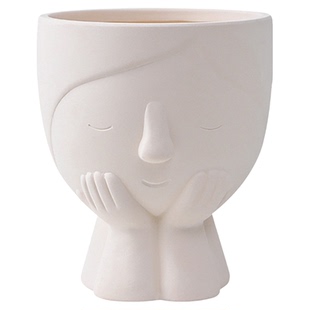 奶油风陶瓷素烧胚白陶土花盆透气吸水家用加仑绿植多肉兰花带托盘