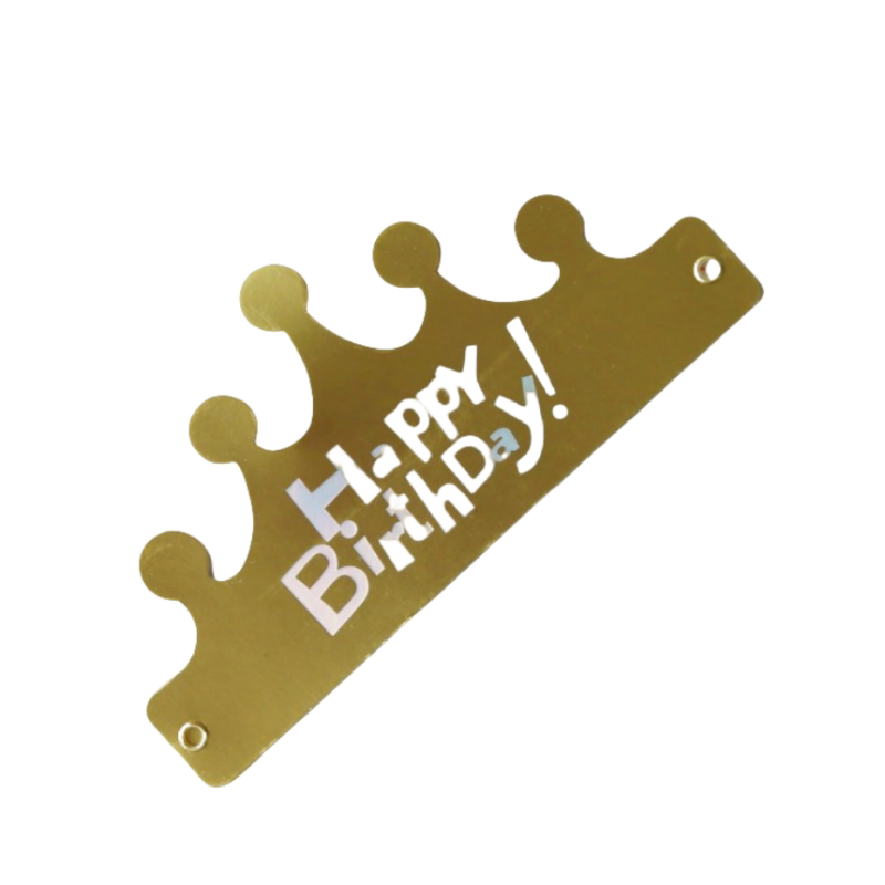 折叠生日帽子金卡纸皇冠生日帽成人儿童生日蛋糕装饰派对帽包邮
