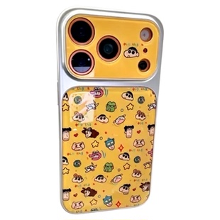 蜡笔小新日韩适用苹果17air手机壳十七六iPhone16pro仿原玻璃壳15Promax新款潮流颜值平果14plus高级13可爱套