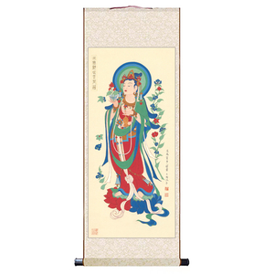 观音菩萨画像国画卷轴装饰挂画