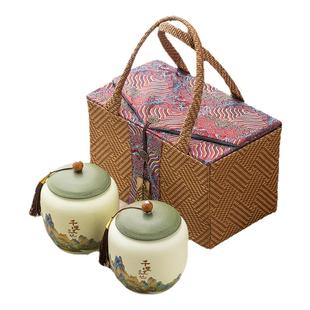 新中式新款高档精品茶叶罐密封罐储存罐空瓷罐家用半斤装茶叶礼盒