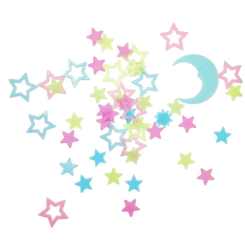 立体夜光贴星星月亮儿童房寝室宿舍卧室家居天花板荧光墙贴纸装饰