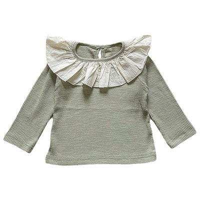 花边大荷叶领可爱百搭打底衫长袖