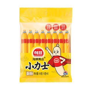 韩国原装海牌菁品小力士鳕鱼肠儿童宝宝健康海味零食袋装